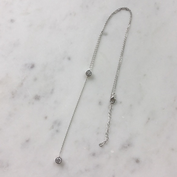 Sterling Silver RP Cz Drop Necklace - Picture 9 of 15